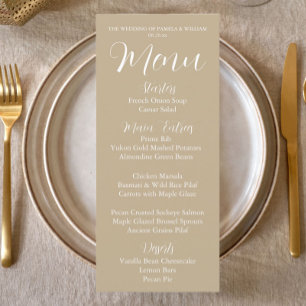 Menú Cena Boda al estilo simple de Khaki