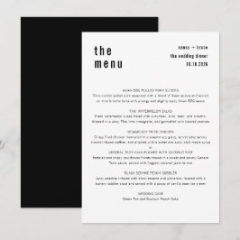 Menú Cena Boda blanco y negro de estilo ultra minimalis