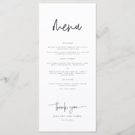 Menú Cena Boda de caligrafía caprichosa