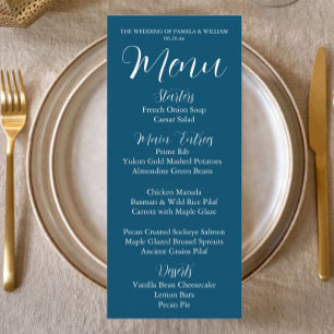 Menú Cena Boda de estilo sencillo azul verde azulado