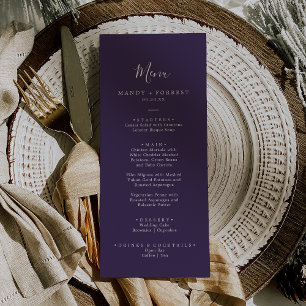 Menú Cena Boda de la columna de coordenadas de lavanda