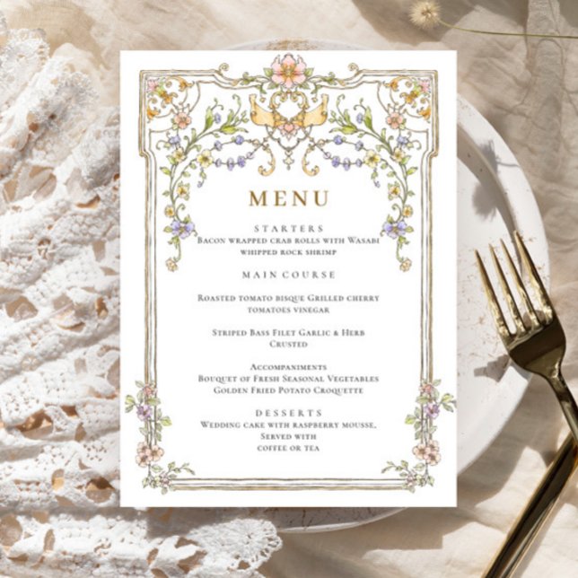 Menú Cena Boda de la orquesta victoriana Grace Bohemian (Subido por el creador)