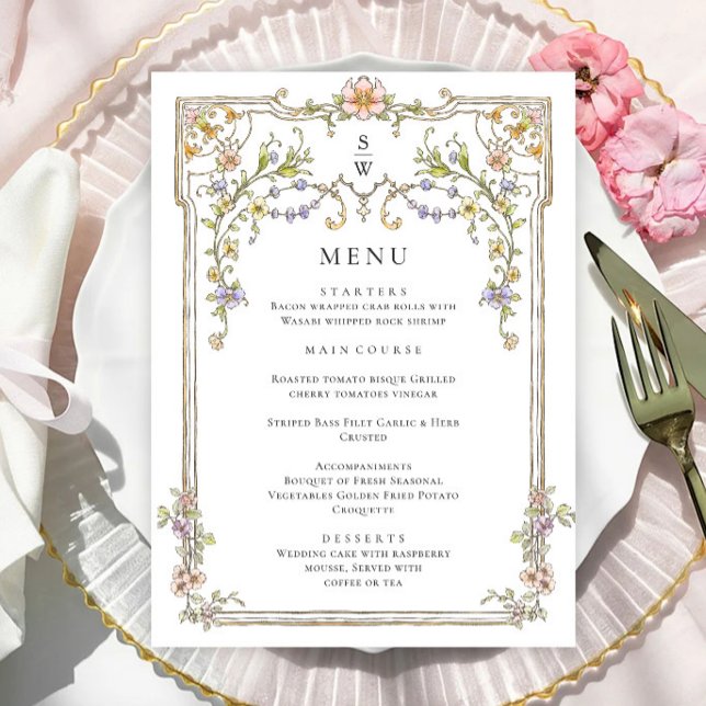 Menú Cena Boda de la orquesta victoriana Grace Bohemian (Subido por el creador)