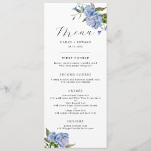 Menú Cena Boda Floral Azul