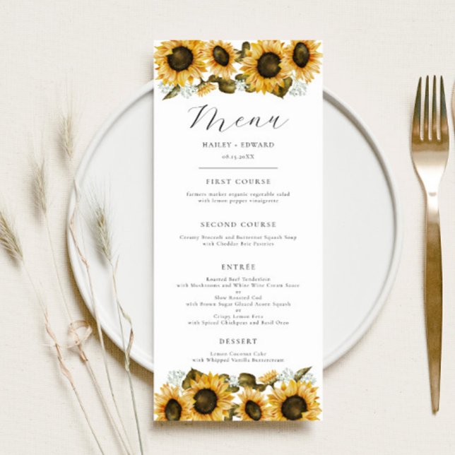 Menú Cena Boda floral de girasoles (Subido por el creador)