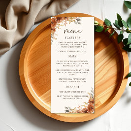 Menú Cena Boda floral Terracota Rust Fall