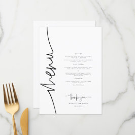 Menú Cena Boda moderna de caligrafía sincera