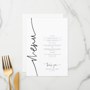 Menú Cena Boda moderna de caligrafía sincera