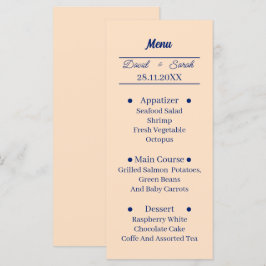 Menú Cena Boda personalizada beige simple