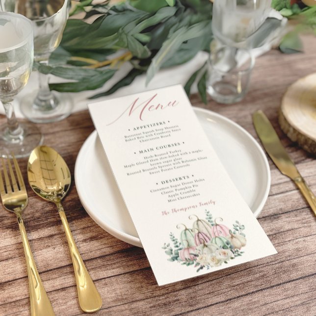 Menú Cena de Acción de Gracias con Calabaza Floral de O (Subido por el creador)