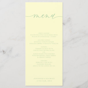 Menú Cena de boda con guión simple de crema de pistacho
