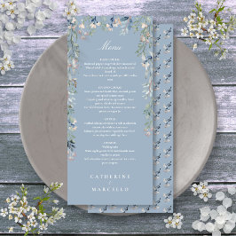 Menú Cena de boda de flores silvestres azules polvorien