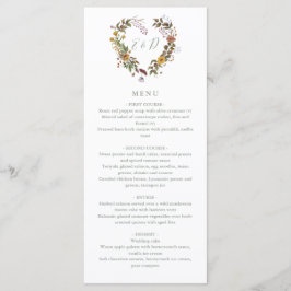 Menú Cena de Boda Floral Rústica Verde Salvia