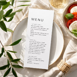 Menú Cena de boda minimalista ultra simple