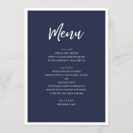 Menú Cena de boda moderna de la marina. Azul minimalist