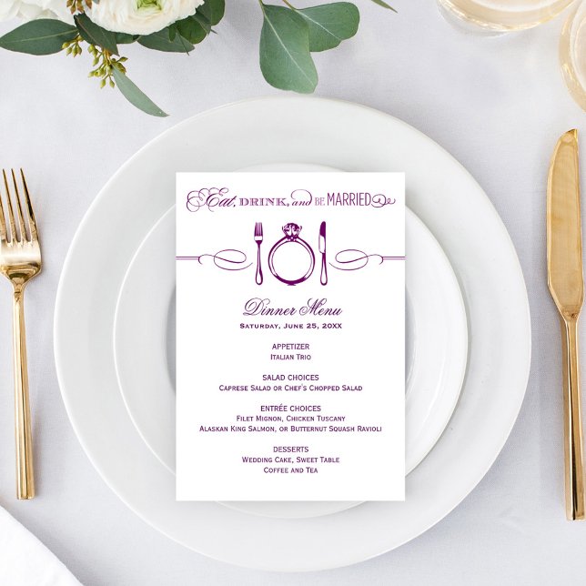 Menú Cena de Boda Morada Comer Beber y Estar Casado (Subido por el creador)
