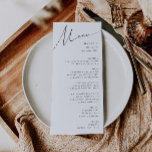 Menú Cena de Bodas de escritura Minimalista y caprichos<br><div class="desc">Este caprichoso menú minimalista de boda de guiones es perfecto para su simple y simple boda boho moderno y minimalista. El diseño presenta una caligrafía escrita a mano, elegante, delicada y romántica, con una tipografía chic y formal. El aspecto irá bien con cualquier estación boda: primavera, verano, otoño o invierno....</div>
