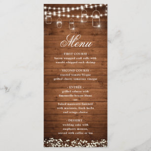 Menú Cena de Bodas Rústicos Mason Jar, de Respiración d