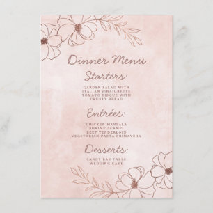 Menú Cena de borde floral de Relieve metalizado dorado