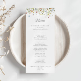 Menú Cena de caligrafía de flores silvestres y denuesta