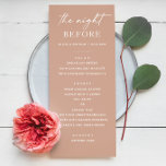 Menú Cena de ensayo de Rubor rosa | Noche elegante ante<br><div class="desc">El tono de "The Night Before" se fija en este elegante menú de ensayo rosa. Con un suave fondo de color pastel y un diseño limpio y minimalista, este diseño es perfecto para las modernas cenas prebodas. Personaliza tus cursos de cena y detalles de eventos para que coincidan con tu...</div>