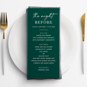 Menú Cena de ensayo verde esmeralda   La noche anterior