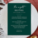 Menú Cena de ensayo verde esmeralda | Noche antes<br><div class="desc">Haga una declaración audaz en "The Night Before" (La noche anterior) con este menú de cena de esmeralda verde. Con un rico fondo de joyas y una minimalista tipografía moderna, este diseño añade sofisticación a su celebración pre-boda. Perfecto para bodas de invierno o formales. El Esmeralda es una opción sorprendente...</div>