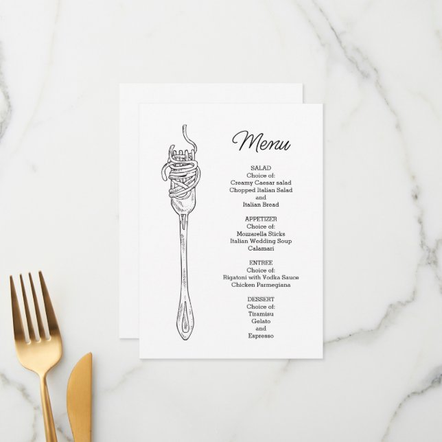 Menú Cena de Espaguetis  (Anverso/Reverso In Situ)