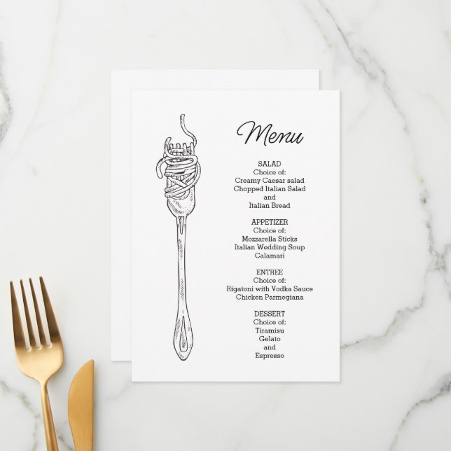 Menú Cena de Espaguetis  (Anverso/Reverso In Situ)