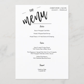 Menú Cena de eventos de Boda de script Minimalista simp