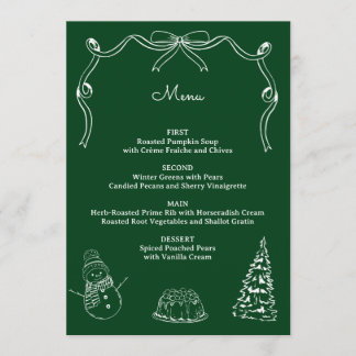 Menú Cena de fiesta de Navidad dibujada a mano