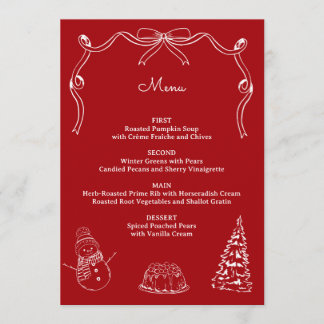 Menú Cena de fiesta de Navidad dibujada a mano