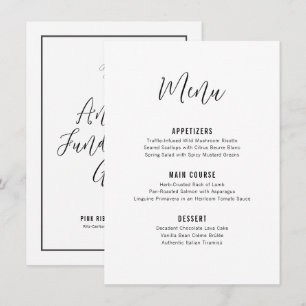 Menú Cena de Gala Formal Minimalista con Letra Elegante