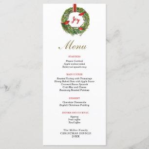 Menú Cena de guirnaldas y Navidades cardenales