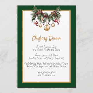 Menú Cena de Navidad con Aquarela Festiva Moderna