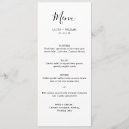 Menú Cena de Navidad de Boda con Caligrafía Mínima