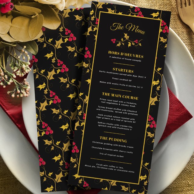 Menú cena de Navidad de cuatro platos de oro negro (Subido por el creador)