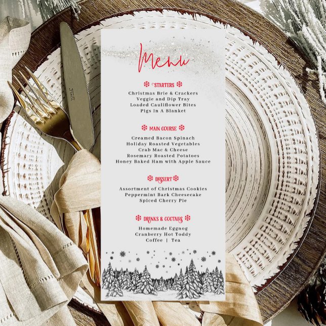 Menú Cena de Navidades de vacaciones de invierno (Winter Christmas Dinner Menu)