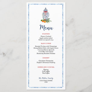 Menú Cena de Navidades Ginger Jar azules y blancos