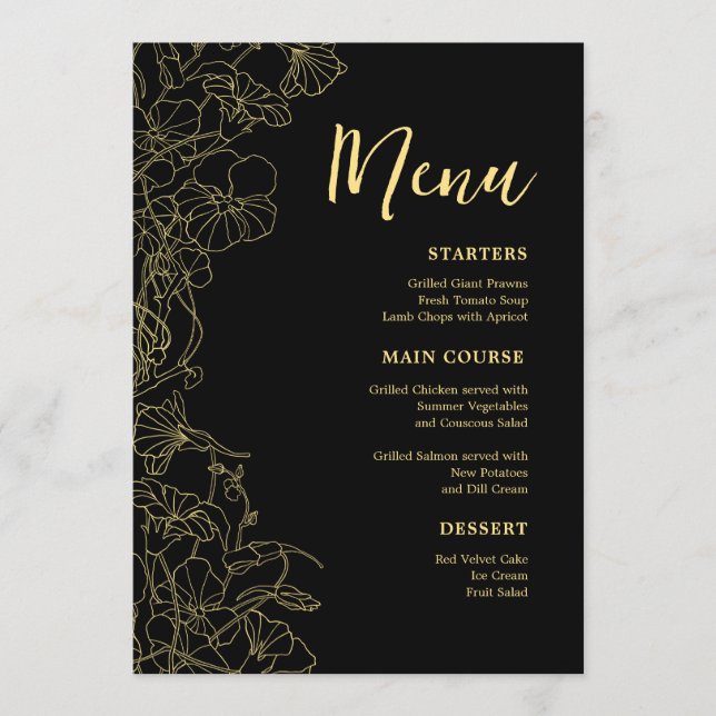 Menú Cena de oro negro (Anverso)