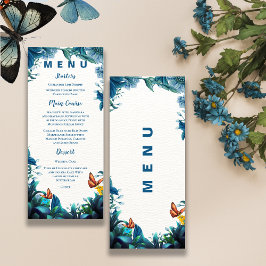 Menú Cena de Recepción de Mariposa de Follaje Azul Verd