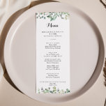 Menú Cena delight del follaje verde Eucalyptus<br><div class="desc">Esta carta de menú para la cena de eucalipto verde es perfecta para un boda moderno. El diseño presenta un eucalipto elegante de acuarela botánica,  de inspiración natural. Este menú se puede utilizar para la recepción de bodas,  la cena de ensayo,  la ducha de novia o cualquier otro evento.</div>
