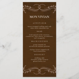 Menú Cena Elegante Linen Espresso Brown Nombre De Huésp
