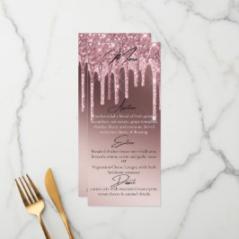 Menú Cena elegante personalizada con brillo de oro rosa
