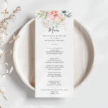 Menú Cena floral del follaje verde oro<br><div class="desc">Esta carta con un menú floral de follaje dorado es perfecta para un boda moderno. El diseño presenta un follaje botánico de color dorado y verde con flores rosas, ruidosas y blancas, que inspiran la belleza natural. Este menú se puede utilizar para la recepción de bodas, la cena de ensayo,...</div>