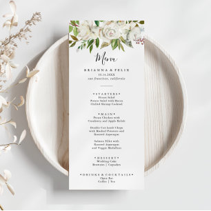 Menú Cena floral Peony en invierno blanco