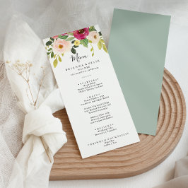 Menú Cena floral verde rosa Rubor