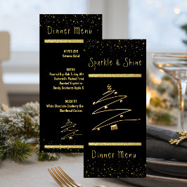 Menú Cena Gold y Black Modern Holiday