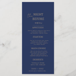 Menú Cena mínima de ensayo naval la noche anterior