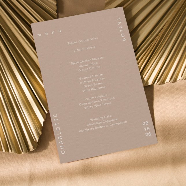 Menú Cena Neutral Mínima Tan Cream Boda (Subido por el creador)